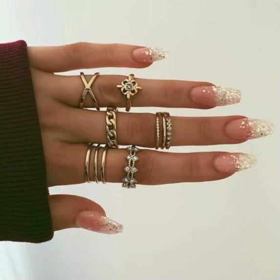 K-KED Elegant Women Midi Finger Ring Set Vintage Punk Boho Knuckle Rings Jewelry-8Pcs #12