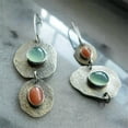 thumbnail image 1 of K-KED Ethnic Square 925 Silver Red Ear Hook Studs Women Dangle Drop Earrings-Style_11, 1 of 6
