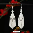 thumbnail image 1 of K-KED Ethnic Style Retro Tibetan Silver Chinese Style Long Tassel Earrings For Women-19, 1 of 9