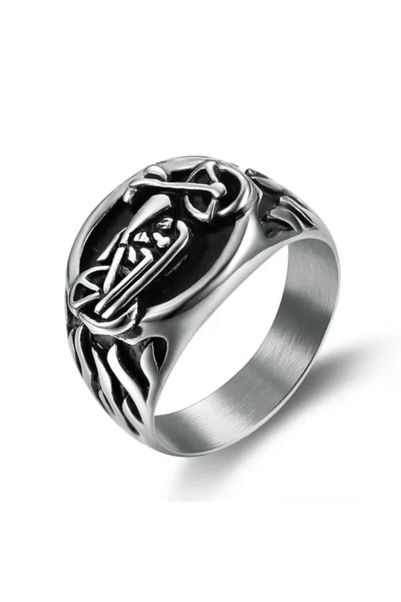 European and American Personalized Retro Men's Motorcycle Flame Rings Size 8-13-13