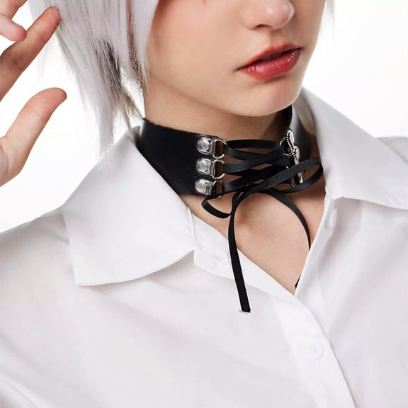 K-KED Exaggerated Accessories Punk Sexy and Fun Binding Pu Leather Neck Chain Collar