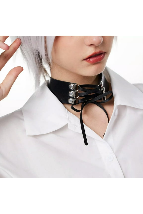 Exaggerated Accessories Punk Sexy and Fun Binding Pu Leather Neck Chain Collar