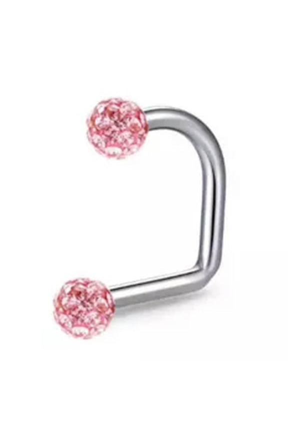 Girls Lip Clip Cuff C-shaped Septum Piercing Fashion Body Piercing Jewelry-Light Pink-1.2*10*3mm