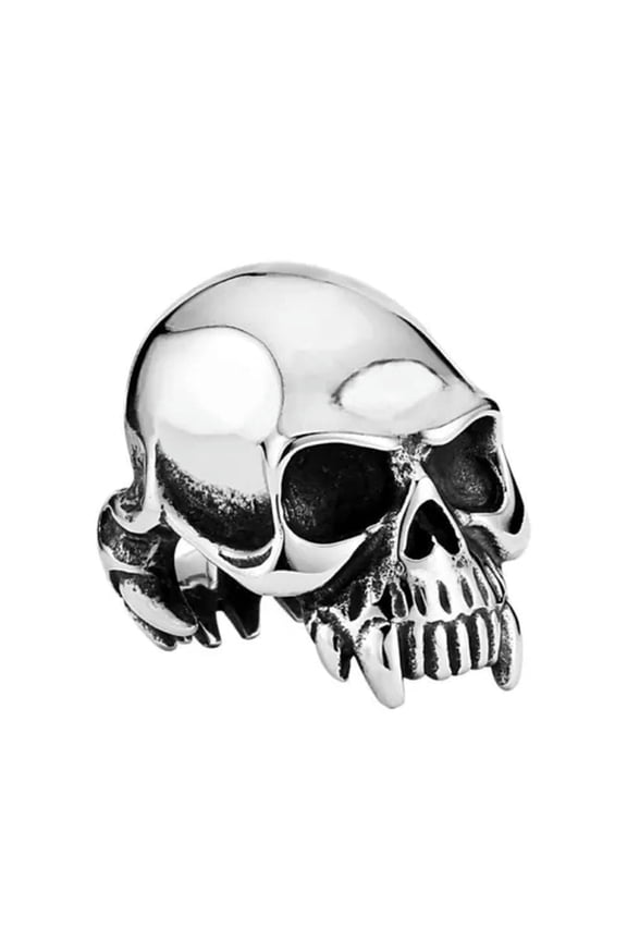 Fangs Skull Vampire Skull Ring Stainless Steel Men's Gothic Big Mouth Skull Ring-9