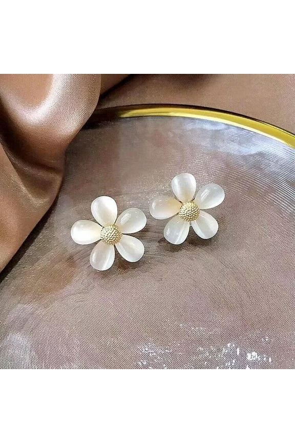 Fashion 18k Gold Plated Flower Opal Stud Earrings Womens Jewellery Accessories