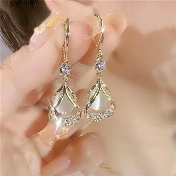 K-KED Fashion 925 Silver Filled Drop Earrings Cubic Zirconia Women Wedding Jewelry-#2