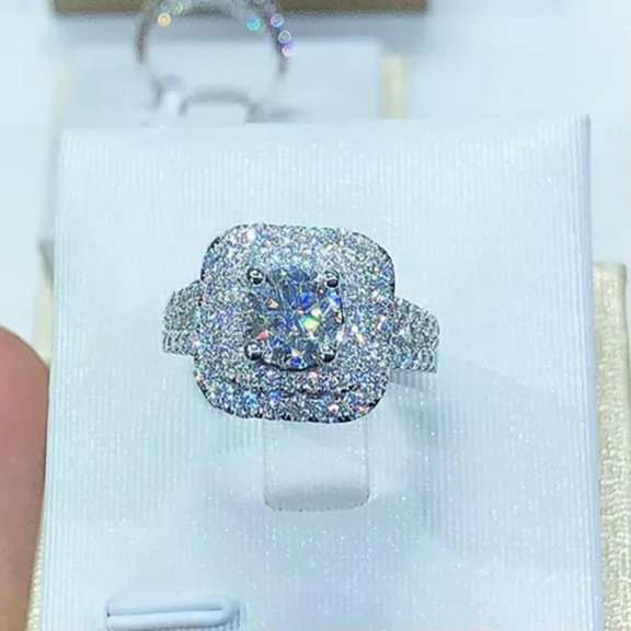 K-KED Fashion 925 Silver Filled Ring Sprkly Cubic Zircon Women Delicate Jewelry Sz 6-10-6