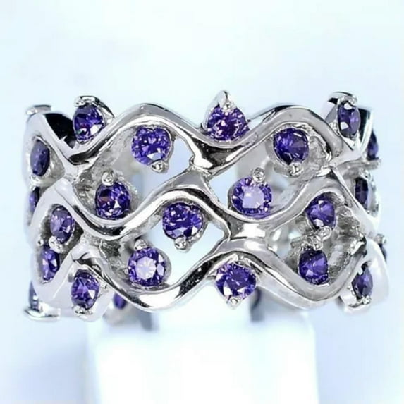 K-KED Fashion 925 Silver Filled Women Ring Cubic Zircon Wedding Delicate Jewelry Sz 6-10-Style_7-6
