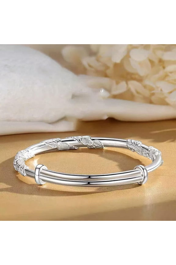 Fashion 925 Silver Flower Bangle Bracelet Womens Delicate Jewelry Gifts Accessories Party