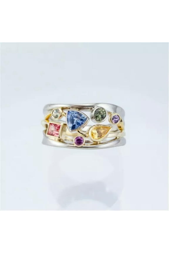 Fashion 925 Silver Retro Turkish Handmade Ring Women Cubic Zirconia Delicate Jewelry Gift-Style#7-7