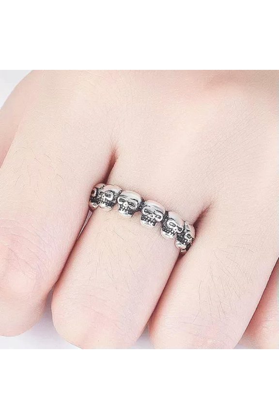 Fashion 925 Silver Viking Skull Rings Punk Party Delicate Jewelry Ring Gift Sz Adjustable-Adjustable-Silver