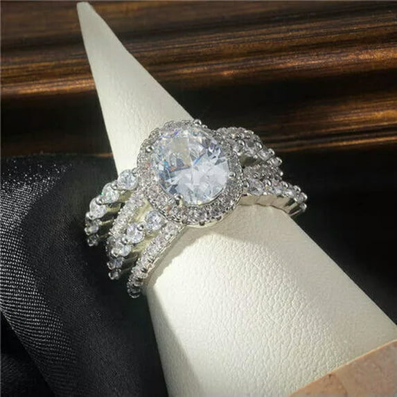 K-KED Fashion 925 Silver Women Cubic Zirconia Rings Wedding Delicate Jewelry Gifts Size 6-10-Style 1-8