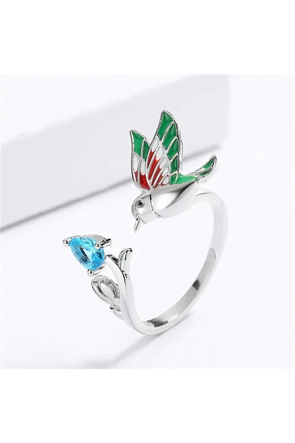 Fashion Bird Cubic Zirconia 925 Silver Ring Women Party Delicate Jewelry Sz Adjustable-#1