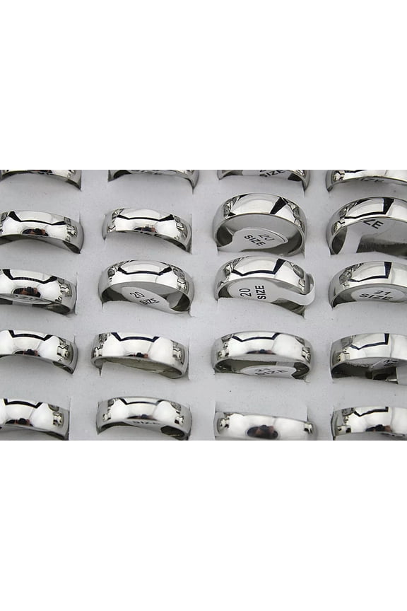 Fashion Bulk Lots 50pcs Stainless steel Trendy Style Unisex Delicate Jewelry Rings