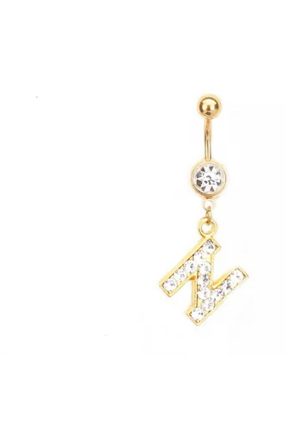 Fashion CZ Belly Navel Rings 26 Letter Women Ring Delicate Jewelry Button Stainless Steel-14