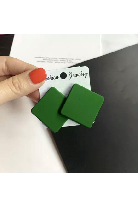 Fashion Candy Color Earrings Delicate Jewelry Frosted Spray Paint Women Ear Studs -Dark Green