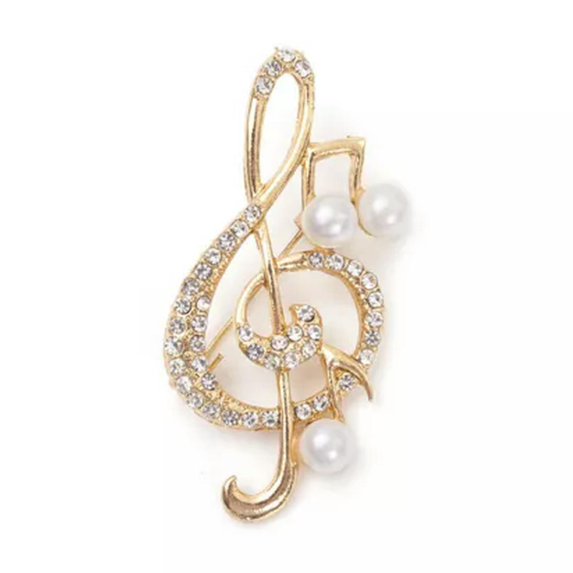 K-KED Fashion Creative Musical Note Full Rhinestone Corsage Light Luxury Brooch Pin-_-A5
