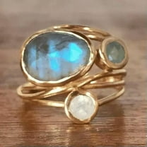K-KED Fashion Cross Gold Plated Abalone Shell Moonstone Ring Women Party Delicate Jewelry Gift-8-#1