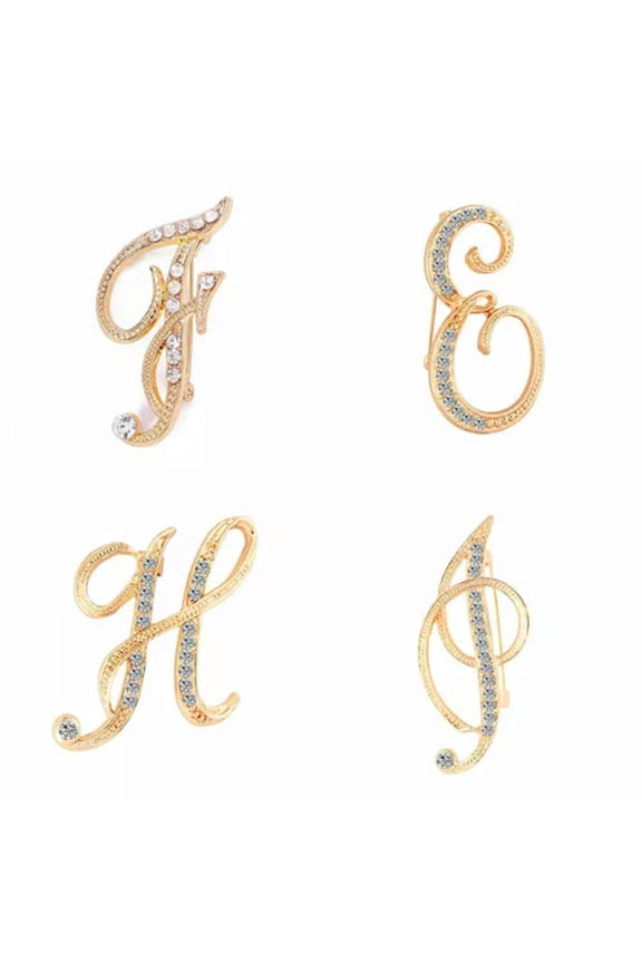 Fashion Crystal Letter Brooch Initial Lapel Pin Rhinestone 26 English Letters-H