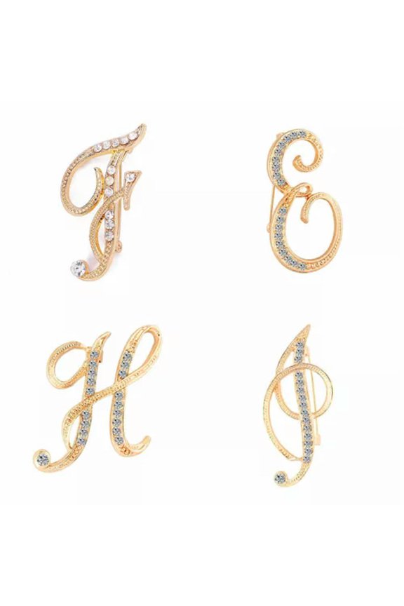 Fashion Crystal Letter Brooch Initial Lapel Pin Rhinestone 26 English Letters-I