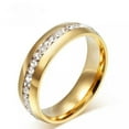 thumbnail image 1 of K-KED Fashion Delicate Jewelry Stainless Steel Gilded Crystal Zircon Couple Rings Size 5-13-12-Gold, 1 of 8