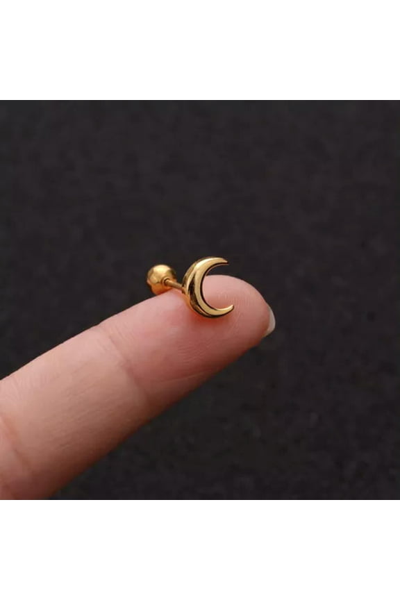 Fashion Earring Cartilage Tragus Floral Gem Stainless Steel Stud Helix Upper-3 gold