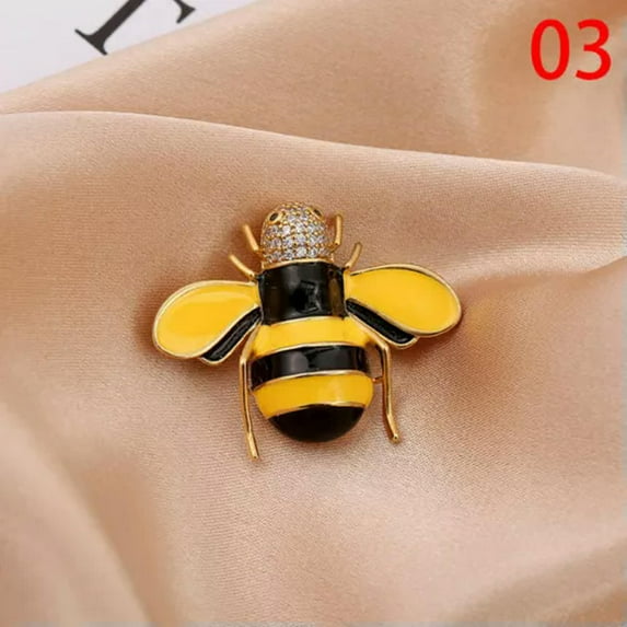 K-KED Fashion Enamel Bumble Bee Crystal Brooch Pin Costume Badge Womens Delicate Jewelry Gift-3
