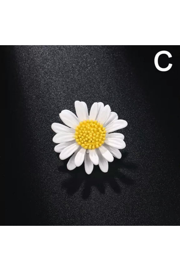 Fashion Enamel Lapel Badge Collar Pin Daisy Flower Corsage Brooch Women Jewelry-White