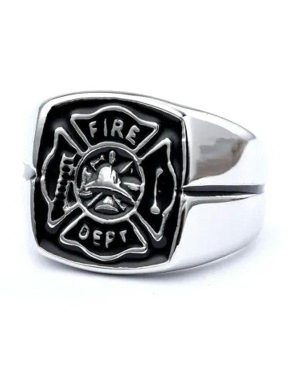 Fashion Fire Police Firelighter Trend Men's Stainless Steel Rings Size 8-14