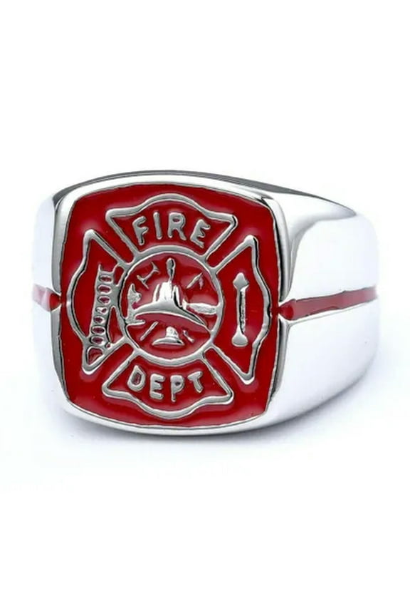Fashion Fire Police Firelighter Trend Men's Stainless Steel Rings Size 8-14