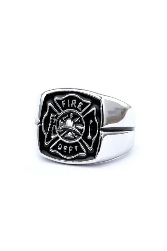 Fashion Fire Police Firelighter Trend Men's Stainless Steel Rings Size 8-14
