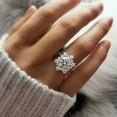 thumbnail image 1 of K-KED Fashion Flower Cubic Zircon Women Wedding Ring 925 Silver Filled Ring Sz 6-10-9, 1 of 6