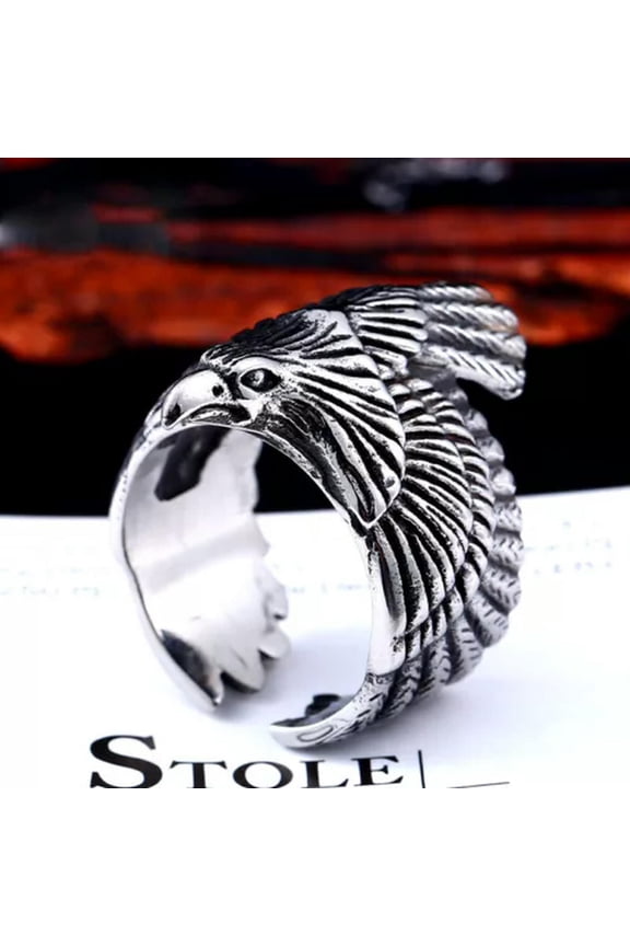 Fashion Flying Eagle Ring Stainless Steel Eagle Wings Biker Delicate Jewelry Pinky Ring-8