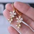 thumbnail image 1 of K-KED Fashion Gold Flower Zircon Ear Drop Earrings Women Wedding Delicate Jewelry Gifts A Pair-White, 1 of 6