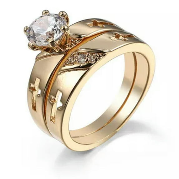 K-KED Fashion Gold plated Ring Sprkly Cubic Zircon Women Delicate Jewelry Sz 6-10-6