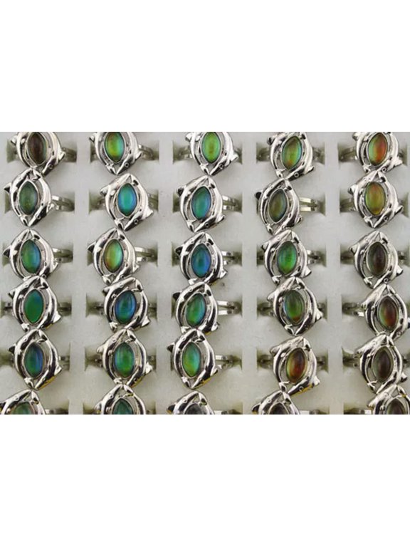 Fashion Lots 50pcs Mood Change Color temperature classic Trendy MiX Design Ring-#3 dolphin design