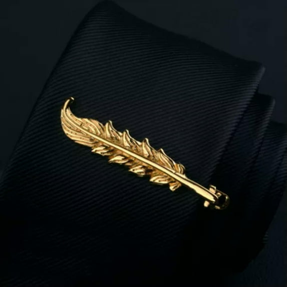 K-KED Fashion Metal Men Tie Clip Bar Necktie Pin Clasp Clamp Wedding Party Gift Jewely-gold Leaf