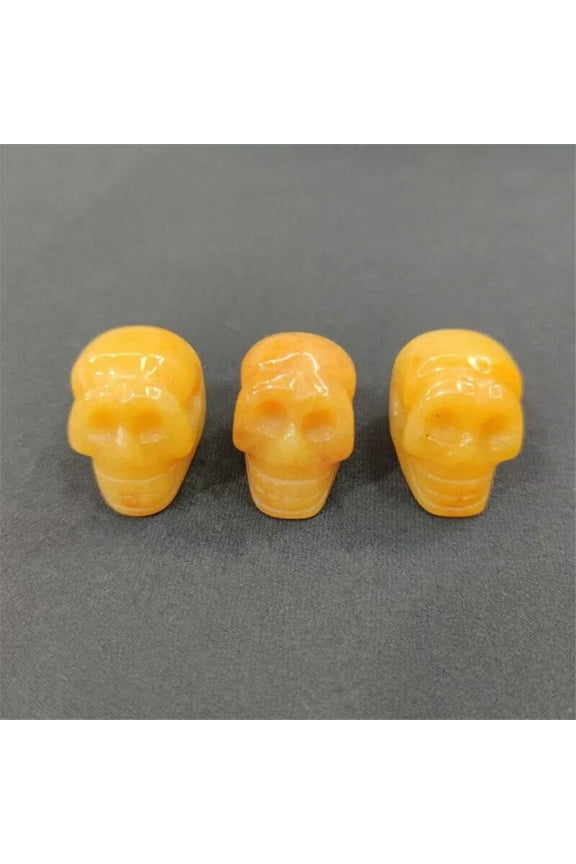 Fashion Natural Yellow Jade Stone Carved Skull Charm Pendants 3pcs/lot Wholesale