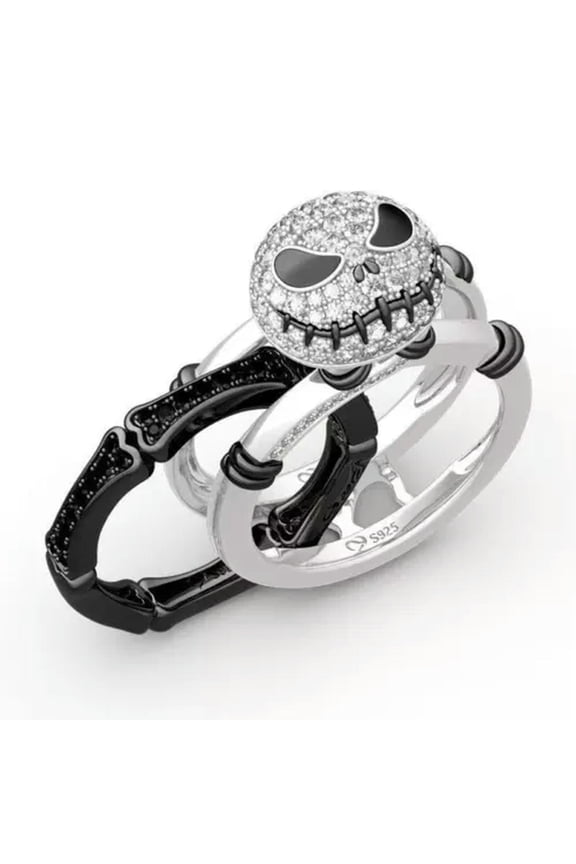 Fashion Punk 925 Silver Delicate Jewelry Cubic Zirconia Skull Party Rings Gift Size 6-10-Silver-9