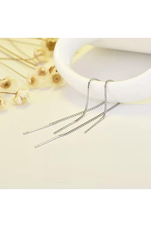 Fashion Simple Line Dangle Earrings Long Drop Tassel Chain Delicate Jewelry Temperament -9cm