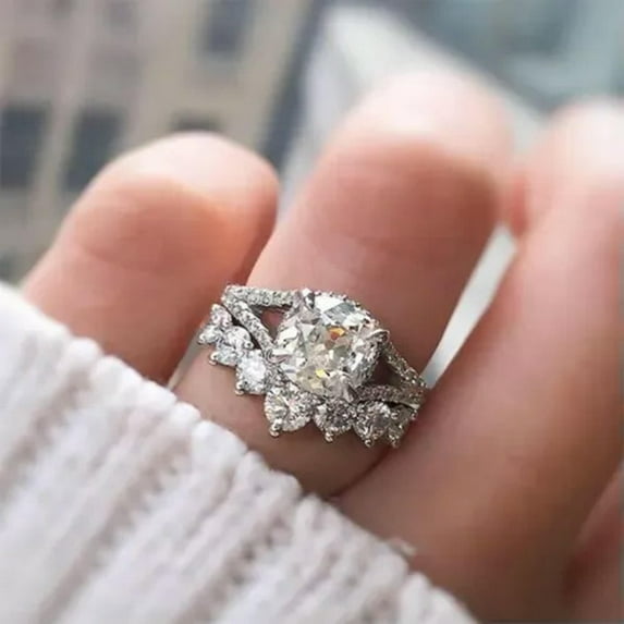 K-KED Fashion Sparkly Cubic Zircon 925 Silver Filled Ring Women Delicate Jewelry Ring Sz 6-10-6