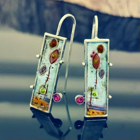 K-KED Fashion Turquoise 925 Silver Ear Hook Women Earrings Wedding Dangle Drop Jewelry-#33