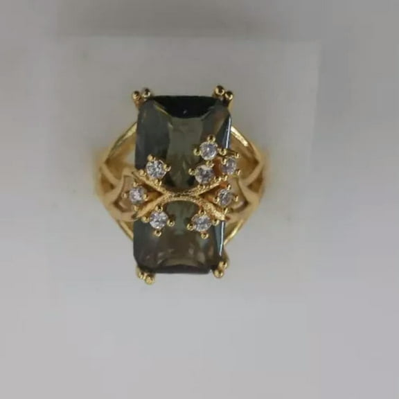 K-KED Fashion Vintage Plated Ring Emerald Peridot Gold Gem Women Men Wedding Jewelry-7