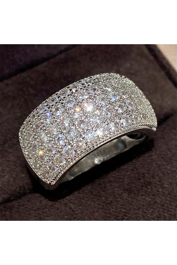 925 Silver Rings Zircon Crystal Flower Ring Women Engagement Wedding SZ 6-10-10