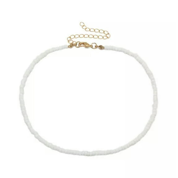 K-KED Fashion Women Bohemia Colorful Beads Pendant Chain Charm Choker Necklace Jewe:yq-White-/