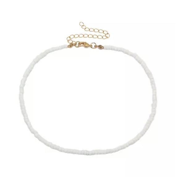 K-KED Fashion Women Bohemia Colorful Beads Pendant Chain Charm Choker Necklace Jewe:yq-White-/