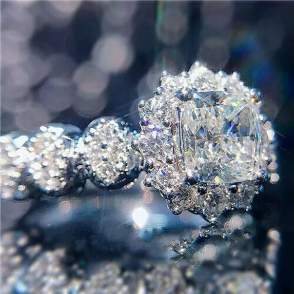 K-KED Fashion Women Cubic Zircon 925 Silver Filled Ring Delicate Jewelry Party Ring Sz 6-10-Style 9-10