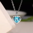 thumbnail image 1 of K-KED Fashion Women Cubic Zircon Necklace Pendant 925 Silver Plated ,Gold Jewelry-Blue, 1 of 7