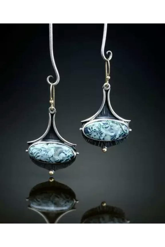 Fashion Women Dangle Drop Earrings Silver Blue Zirconia Wedding Delicate Jewelry A Pair-#9