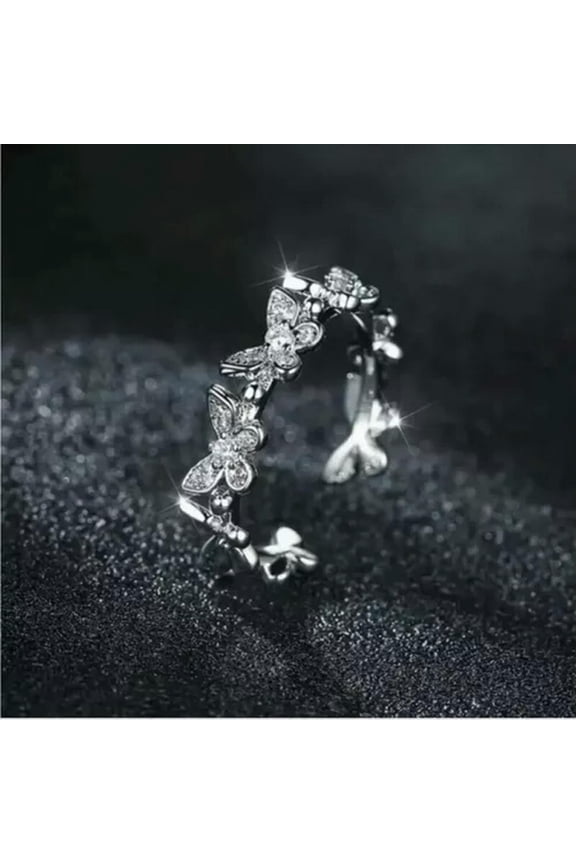Fashion Women Silver Anime Butterfly Ring Opening Adjustable Holiday Gift New